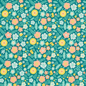 Quilt Town - Missouri Star Medium Floral Teal Yardage