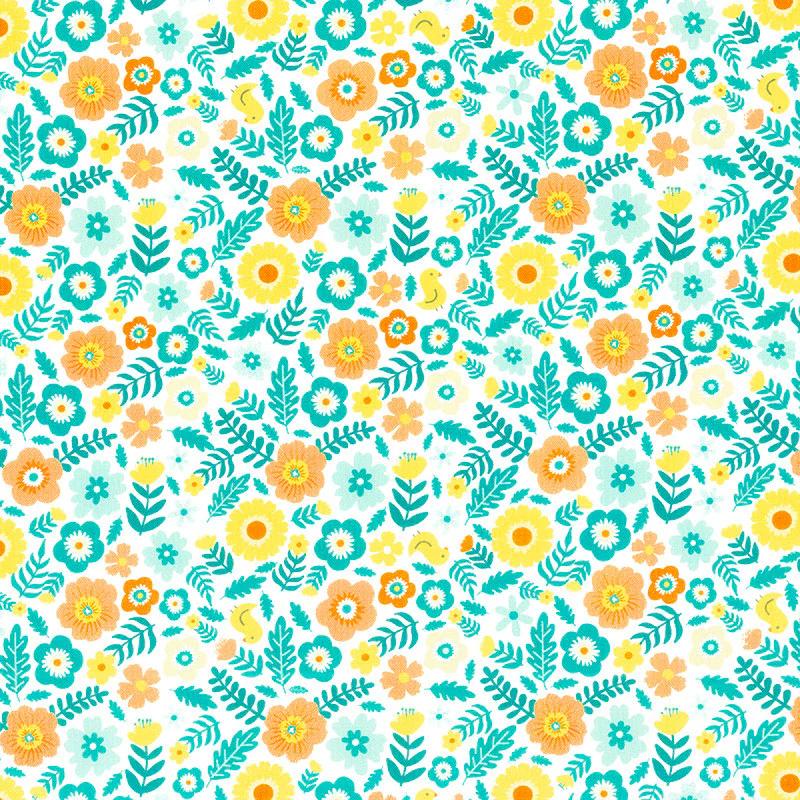 Quilt Town - Missouri Star Medium Floral White Yardage