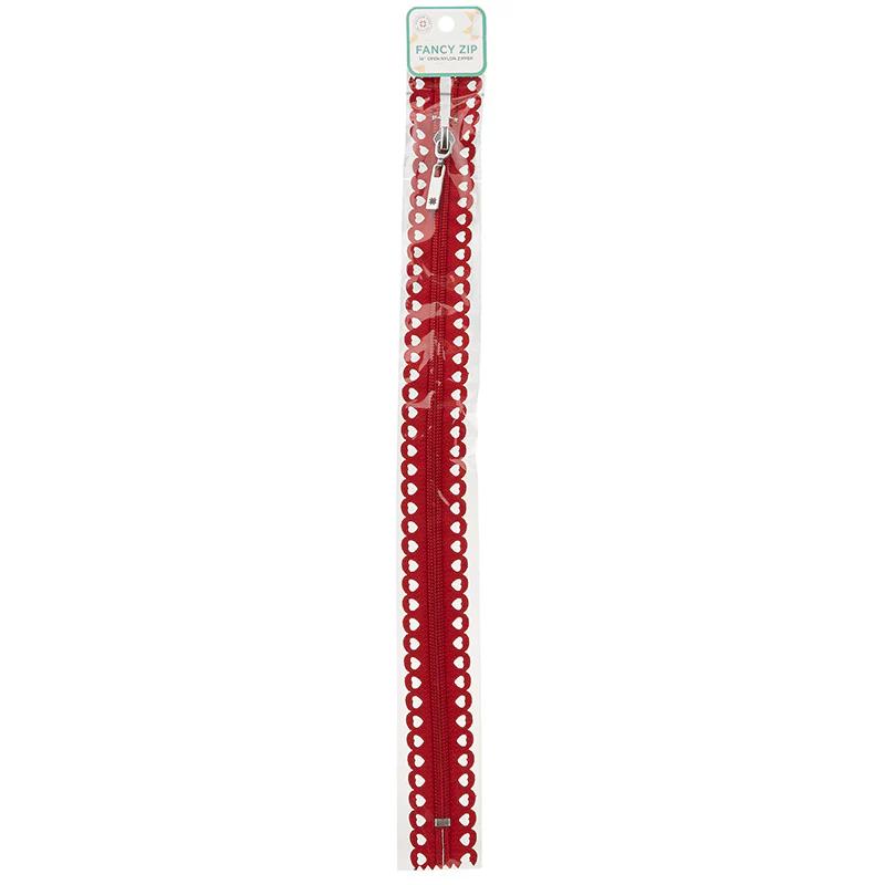Missouri Star Fancy Zips - 14" Hearts Red