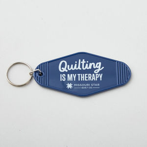 Vintage Motel Keychain: Quilting is My Therapy - Navy