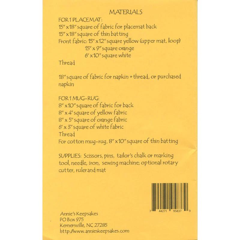 Candy Corn Place Mats & Mug Rug Pattern