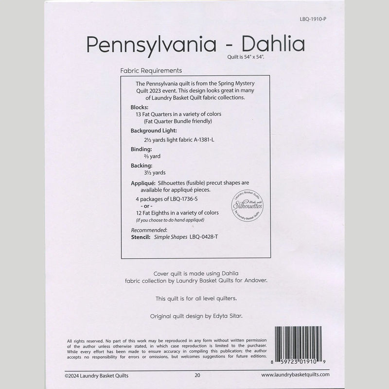 Pennsylvania - Dahlia Quilt Pattern
