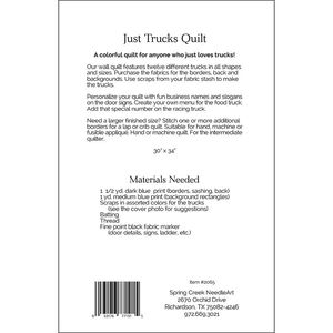 Just Trucks Quilt Pattern