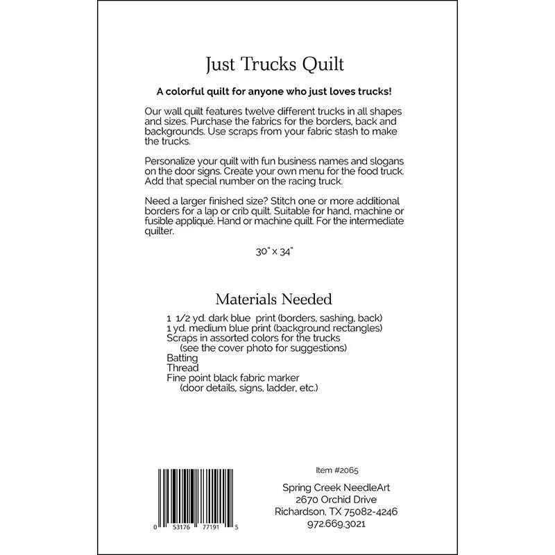 Just Trucks Quilt Pattern