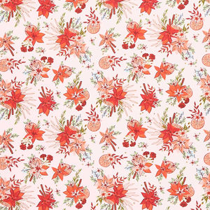 Christmas In The Cabin - Yuletide Blossoms Pink Yardage