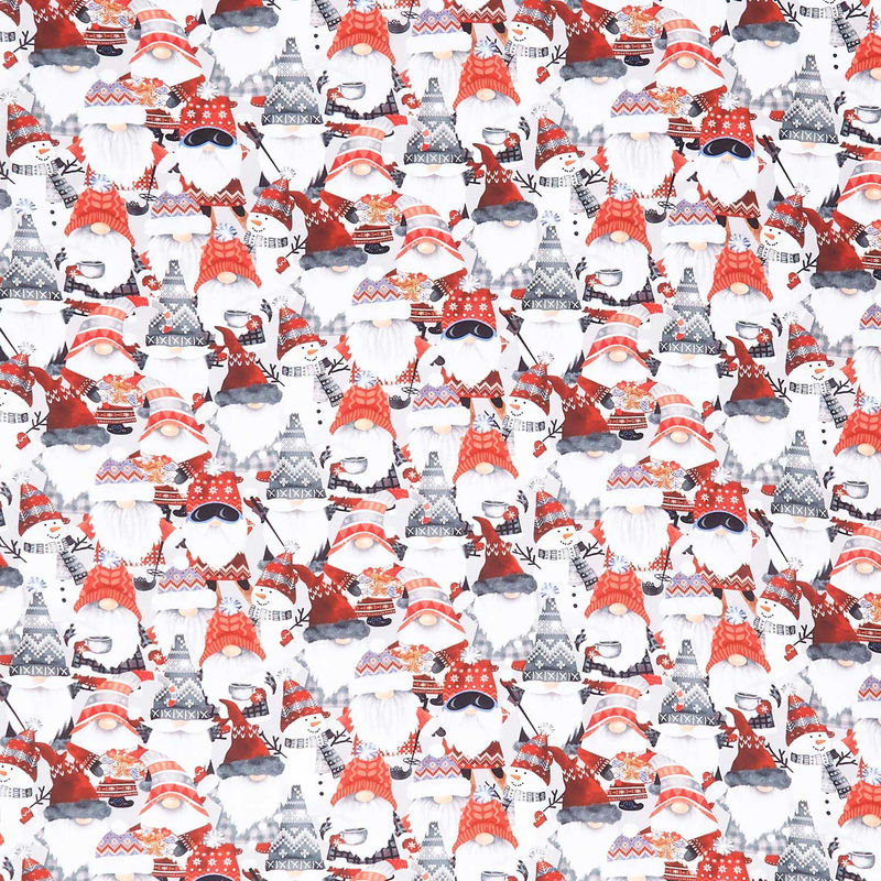 Nordic Gnomes - Packed Nordic Gnomes & Snowman Multi Yardage