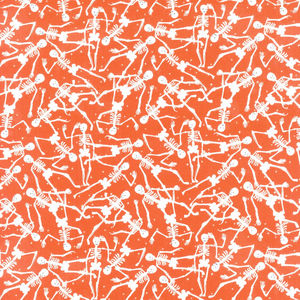 Toil and Trouble - Skeletons Dark Orange Glow in the Dark Yardage