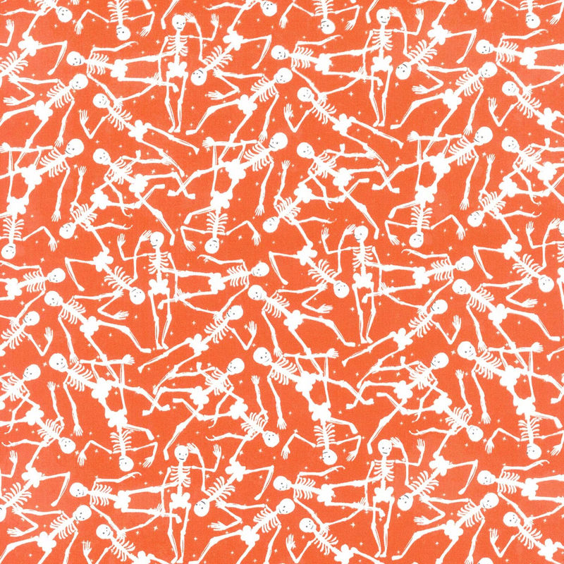 Toil and Trouble - Skeletons Dark Orange Glow in the Dark Yardage