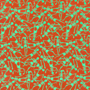 Toil and Trouble - Skeletons Dark Orange Glow in the Dark Yardage