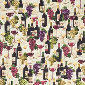 Novelty - Wine Bottles and Grapes Sand Yardage