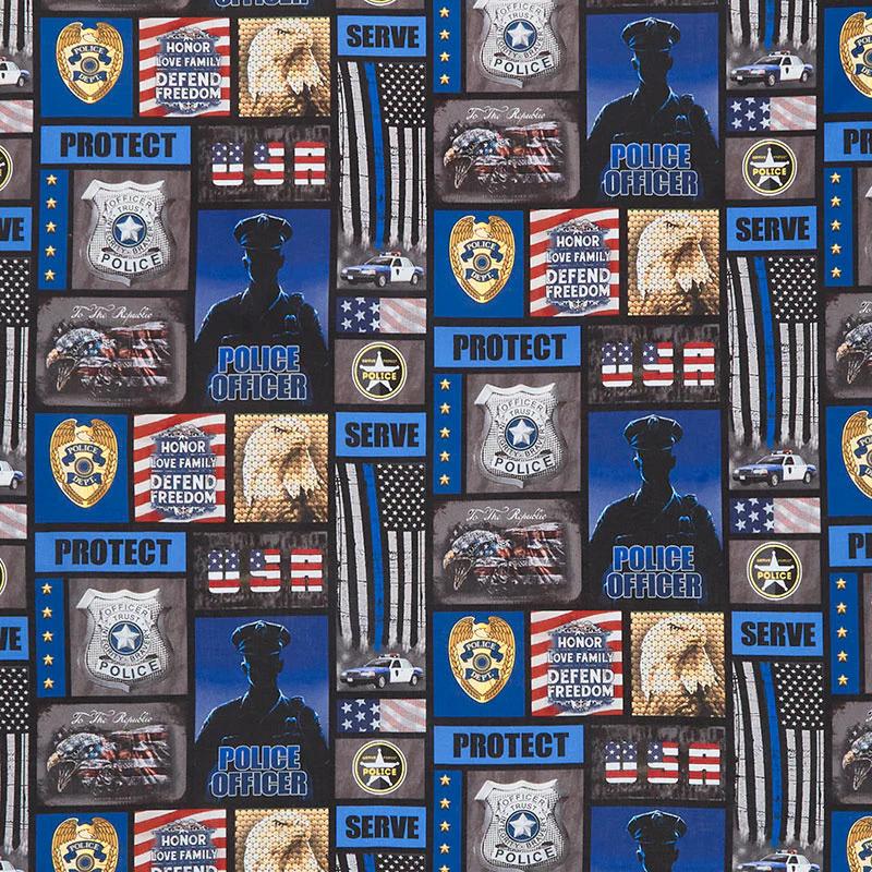 Service & Rescue - Police Block Multi Yardage