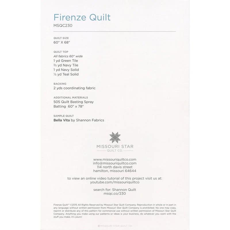 Firenze Quilt Pattern by Missouri Star
