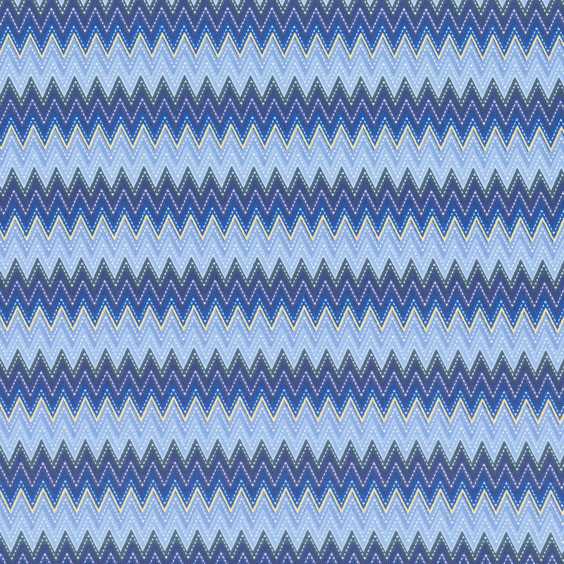 Alexandra - Chevron Blue Metallic Yardage