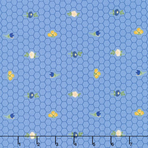 Alexandra - Honeycomb Blue Metallic Yardage