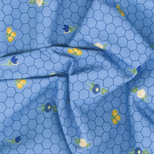Alexandra - Honeycomb Blue Metallic Yardage