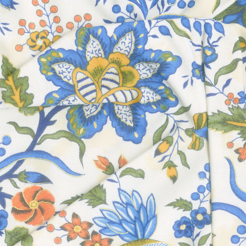 Alexandra - Night Garden Parchment Metallic Yardage