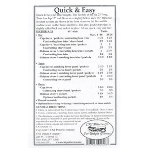 Quick & Easy Tee, Tunic, Dress Pattern