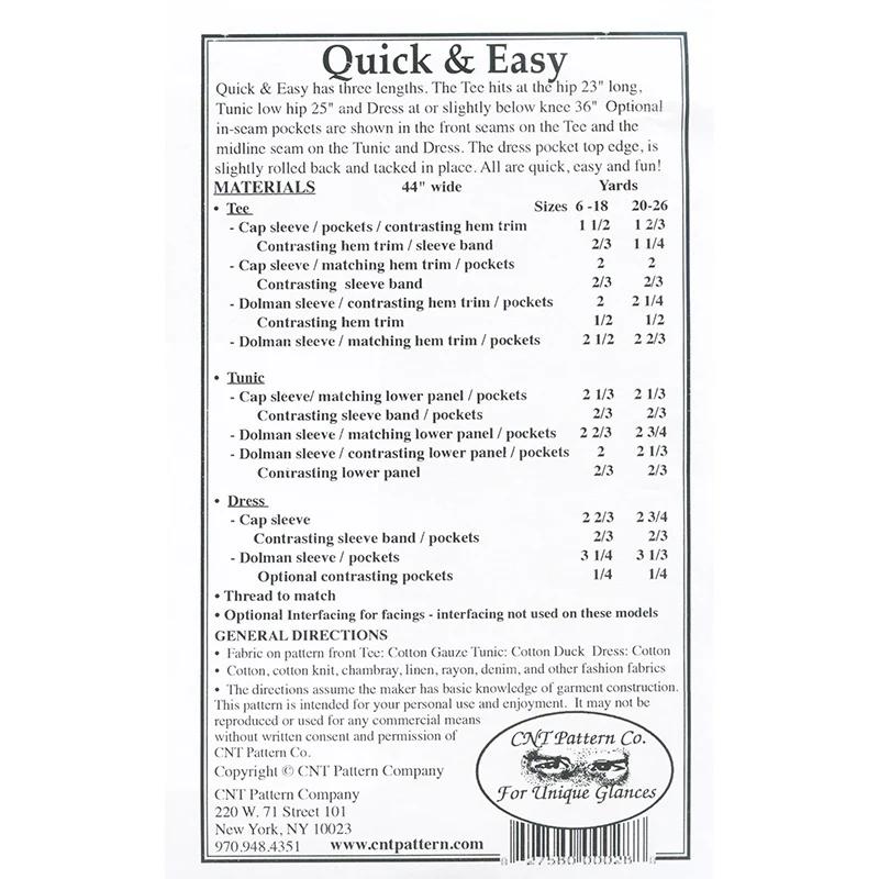 Quick & Easy Tee, Tunic, Dress Pattern
