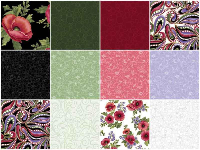 Amazing Poppies Favorites 12 pc Fat Quarter Bundle