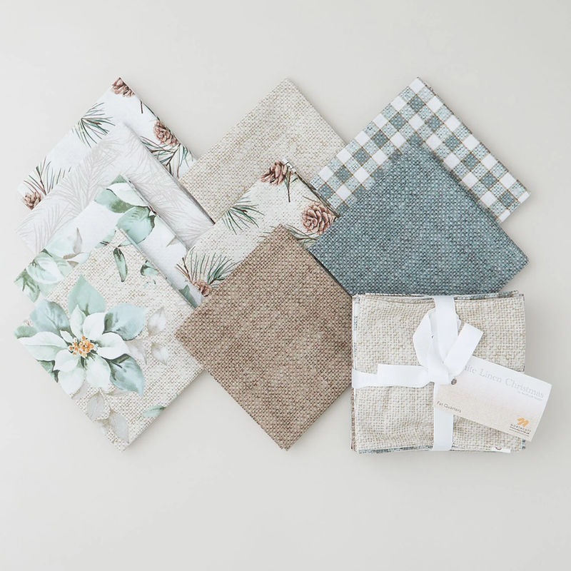 White Linen Christmas Favorites 9 Piece Fat Quarter Bundle
