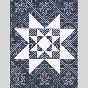 Vintage Quilt Star Dark Blue Notecards Boxed Set of 6