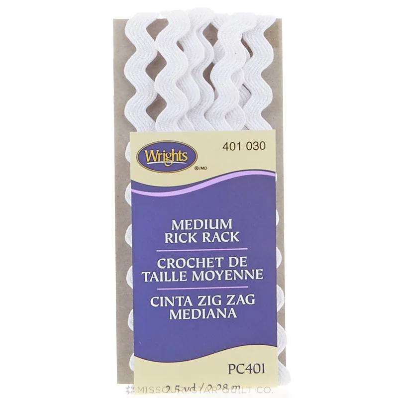 White Medium Rick Rack (2 1/2 yard package)