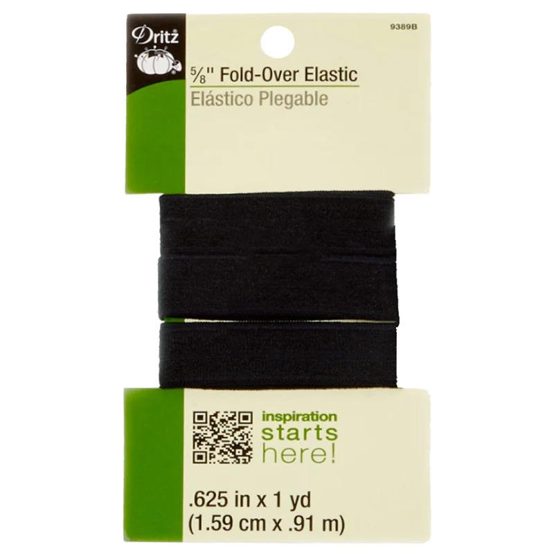 5/8" Fold Over Elastic 1yd Black