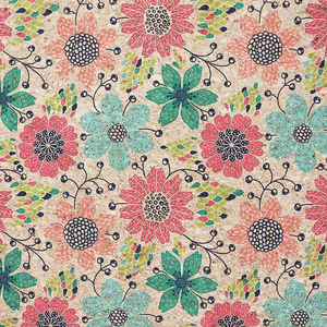Doodle Floral Cork Fabric - 1/2 Yard Cut