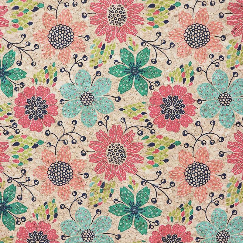 Doodle Floral Cork Fabric - 1/2 Yard Cut