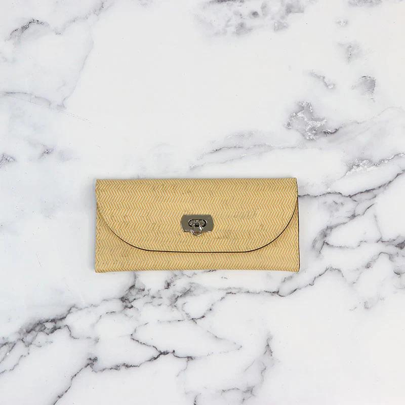 Lucky Penny Wallet Kit - Mustard Chevron Cork