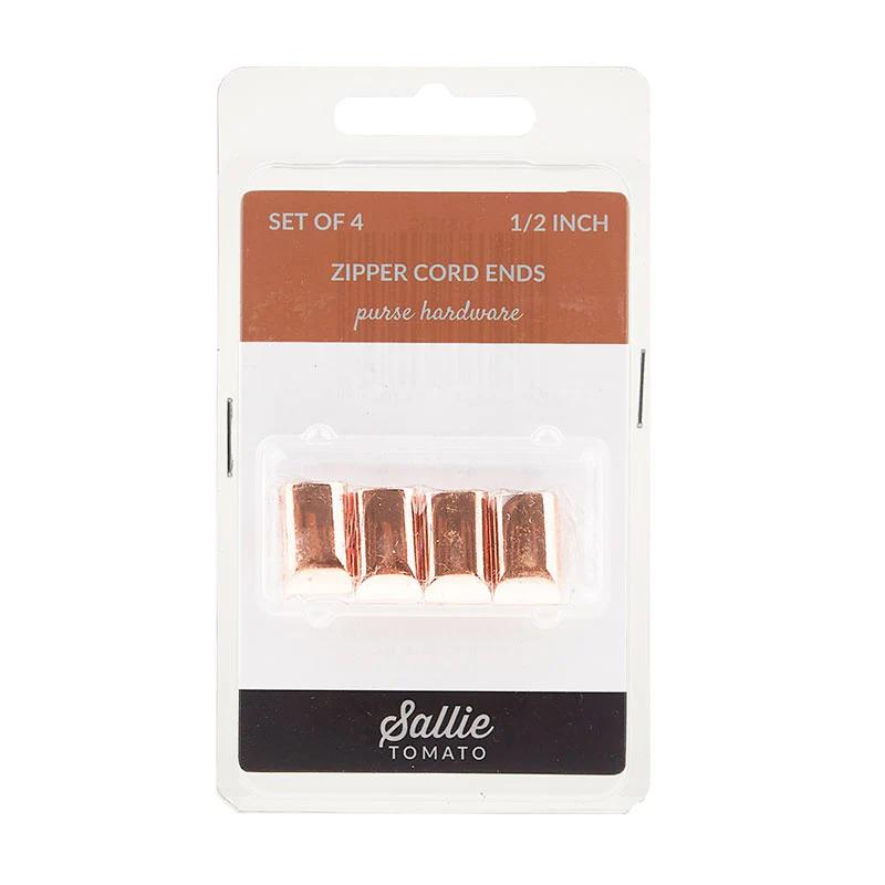 Sallie Tomato Zipper Cord Ends - Set of four Rose Gold