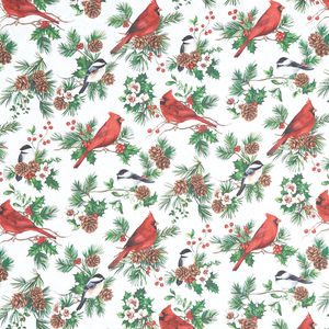 Yuletide Traditions - Birds White Multi Yardage