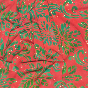 Artisan Batiks - Joyful Holidays Poinsettias Red Metallic Yardage