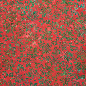 Artisan Batiks - Joyful Holidays Poinsettias Red Metallic Yardage