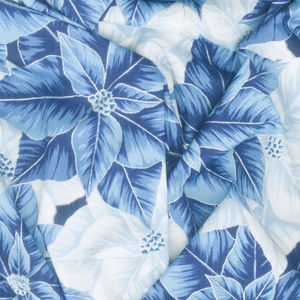 Holiday Flourish - Festive Finery Blue Colorstory Poinsettias Blue Metallic Yardage