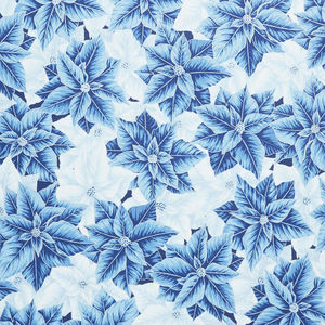Holiday Flourish - Festive Finery Blue Colorstory Poinsettias Blue Metallic Yardage