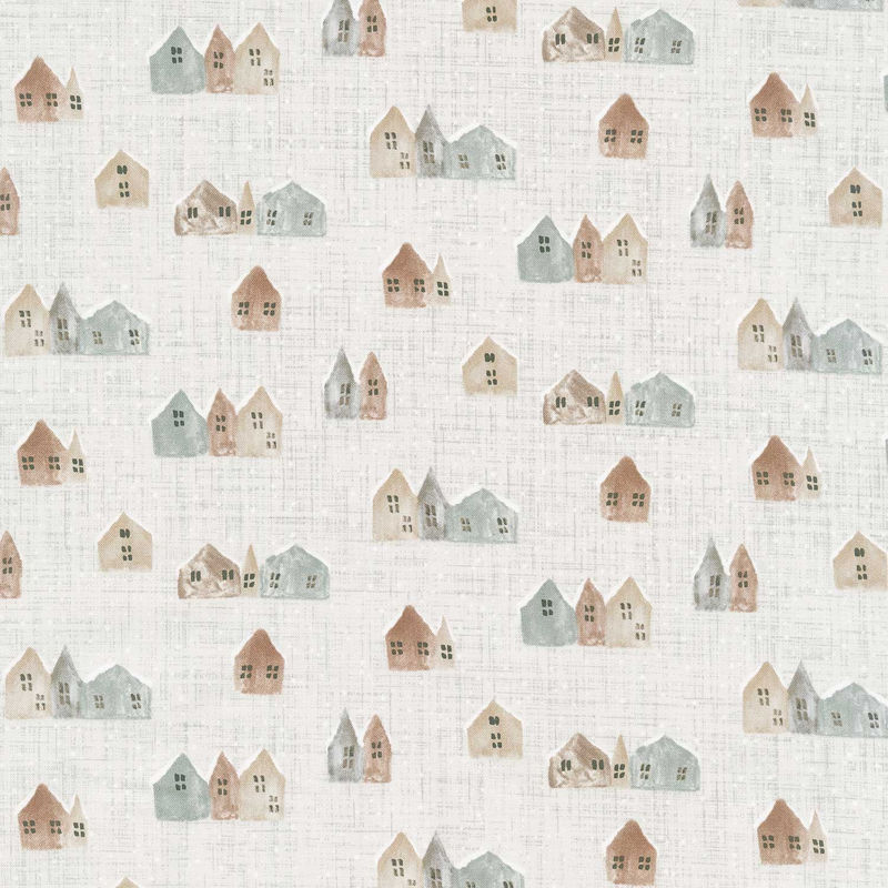 Winter Dreams - Houses Taupe Yardage