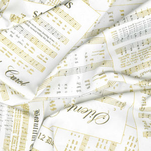 Christmas Musical - Holiday Songs Cream Metallic Yardage