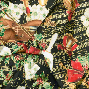 Christmas Musical - Christmas Serenade Black Metallic Yardage