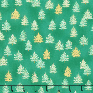 Holiday Charms - Holiday Colorstory Christmas Trees Pine Metallic Yardage