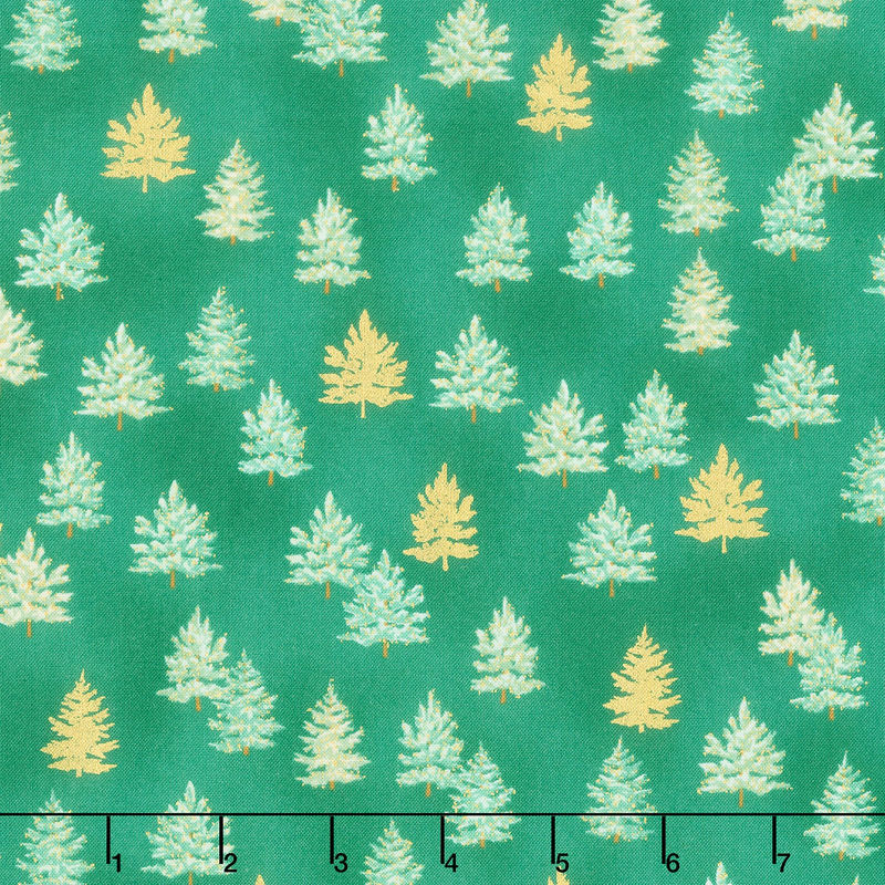 Holiday Charms - Holiday Colorstory Christmas Trees Pine Metallic Yardage