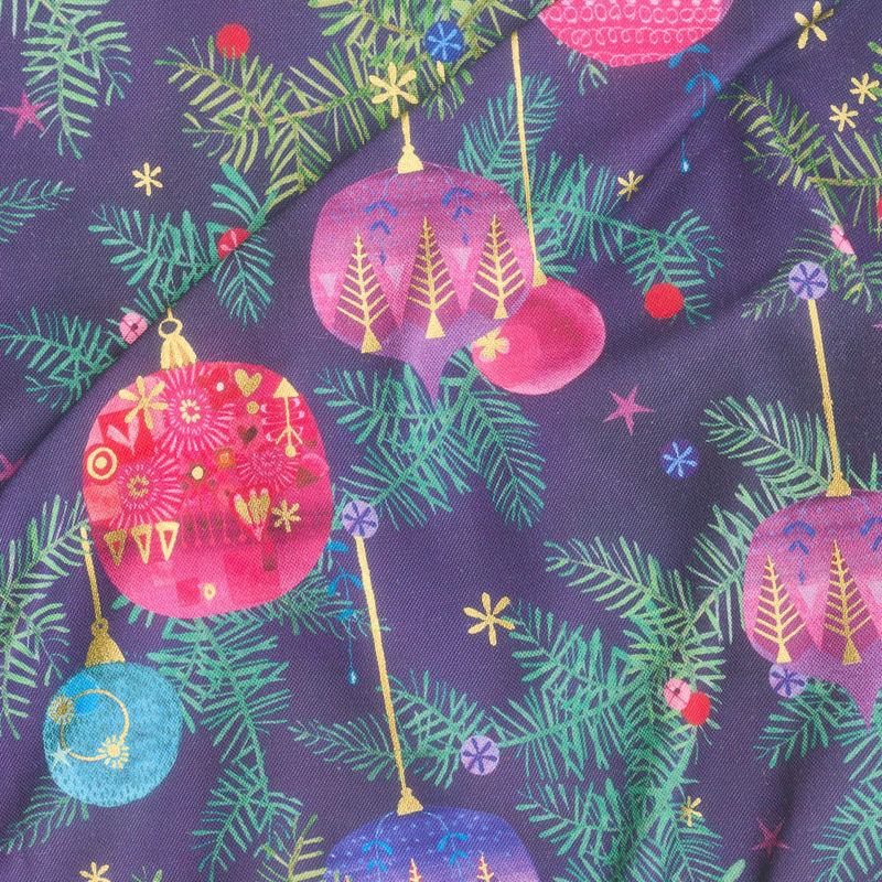 Holy Night - Ornaments Grape Metallic Yardage