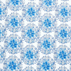 Holiday Flourish - Festive Finery Blue Colorstory Damask Delft Metallic Yardage