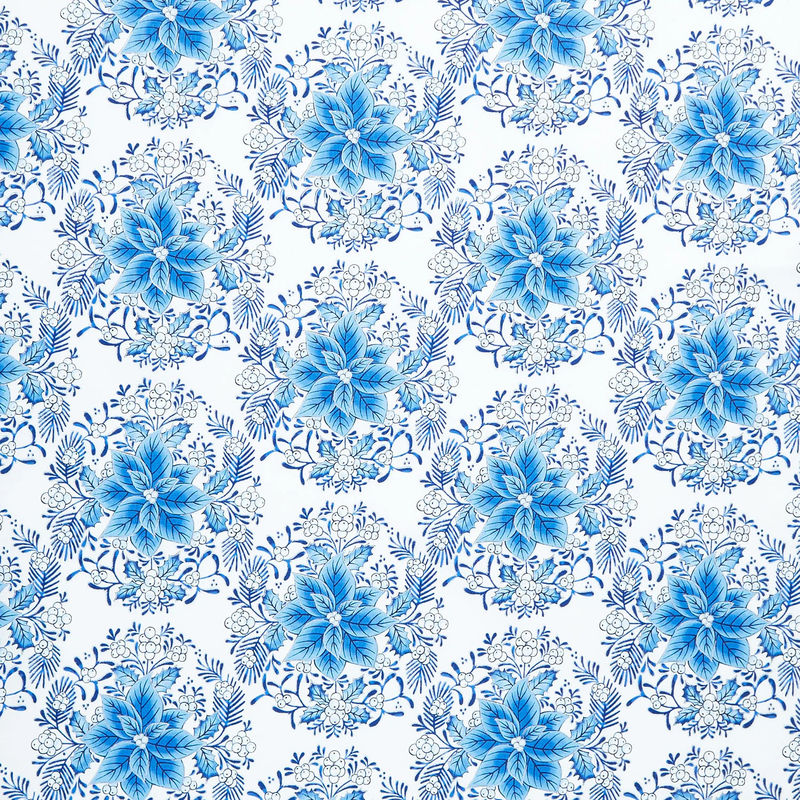 Holiday Flourish - Festive Finery Blue Colorstory Damask Delft Metallic Yardage