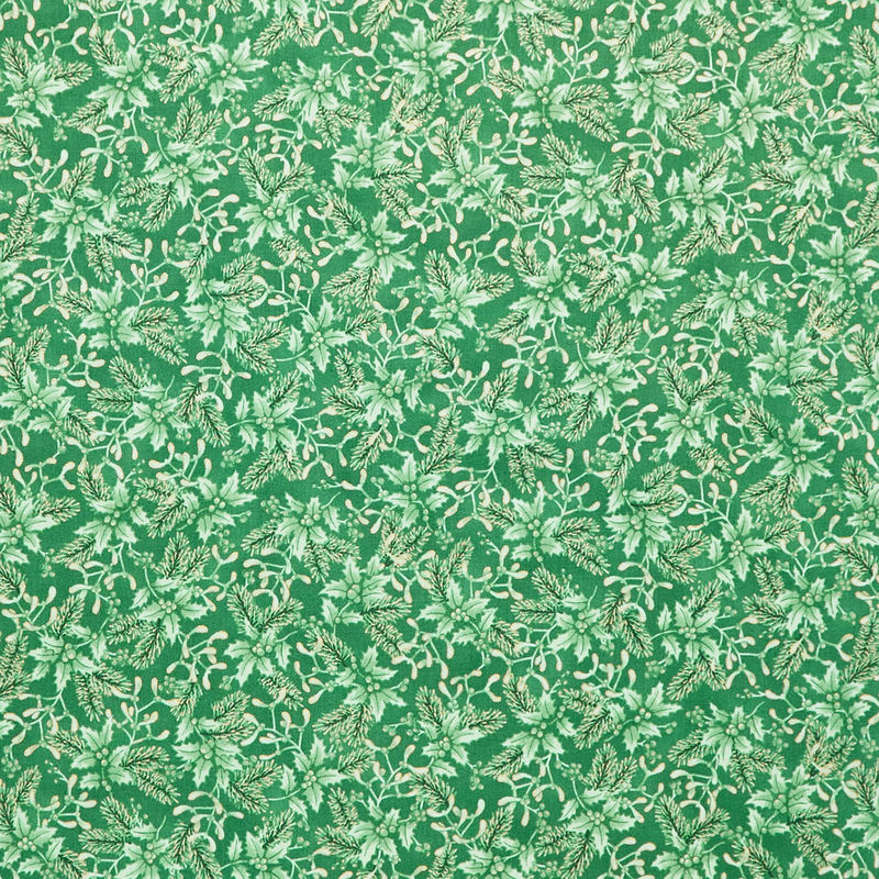 Holiday Flourish - Festive Finery Spearmint Colorstory Sprigs Pine Metallic Yardage