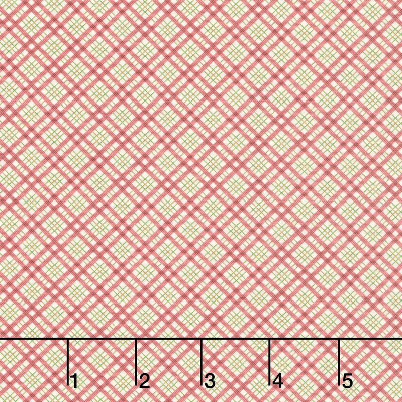 Songbird Holiday - Diagonal Plaid Red Yardage