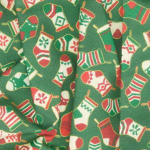 Holiday Charms - Holiday Colorstory Stockings Evergreen Metallic Yardage