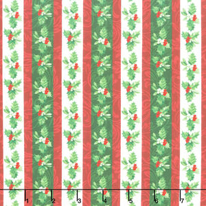 Yuletide Traditions - Stripe White Multi Yardage