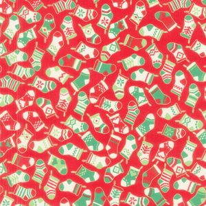 Holiday Charms - Holiday Colorstory Stockings Crimson Metallic Yardage