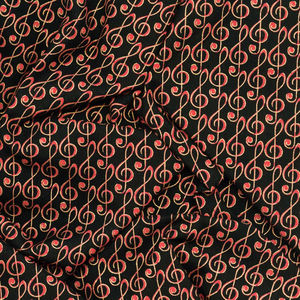 Christmas Musical - Musical G-Clef Black Red Yardage